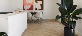 Castell Supreme 812 Herringbone 252 Honey Brown visgraat PVC vloer met warme houtlook