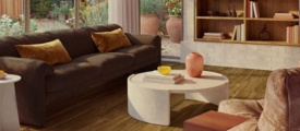 Moduleo Roots 20572 English Walnut PVC plank plak pvc in woonkamer sfeerfoto