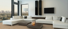 Therdex Herringbone Premier 7580 visgraat plak pvc in woonkamer sfeerfoto
