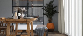 VivaFloors Black Forest 4530 click PVC plank gelegd in een sfeervolle eetkamer