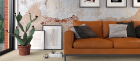 VivaFloors Tegels 1410 Sandy PVC tegel plak pvc in woonkamer sfeerfoto