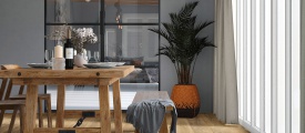 sfeerfoto van PVC plank 3510 in woonkamer met rustige houtdessin
