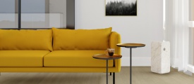 VivaFloors Bordeaux 8530 click PVC plank gelegd in een warm ingericht interieur